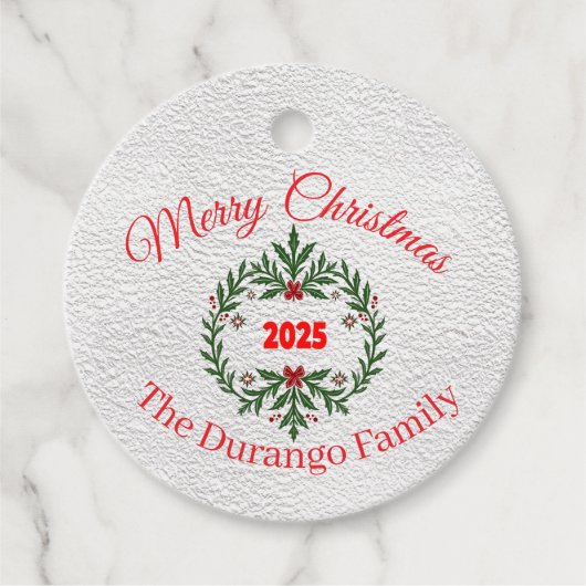 Customisable Christmas Festive Floral Wreath フェイバータグ (正面)