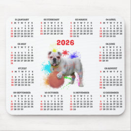 Customisable Cute British Bulldog Calendar マウスパッド