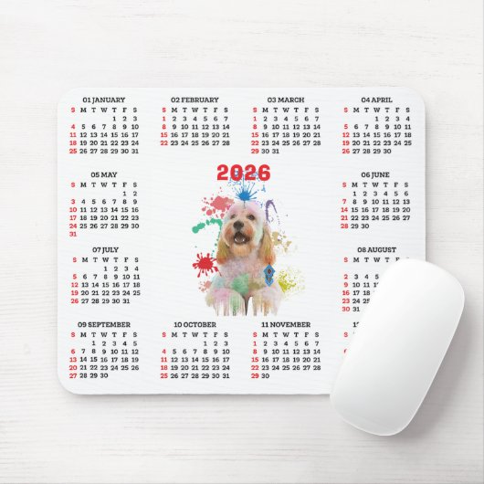 Customisable Cute Cockapoo Dog Calendar マウスパッド (マウス)