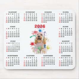 Customisable Cute Cockapoo Dog Calendar  マウスパッド
