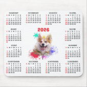 Customisable Cute Corgi Dog Calendar マウスパッド (正面)