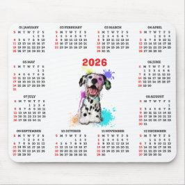 Customisable Cute Dalmatian Dog Calendar マウスパッド