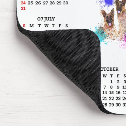 Customisable Cute German Shepherd Dog Calendar  マウスパッド (コーナー)