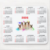 Customisable Cute German Shepherd Dog Calendar  マウスパッド (正面)