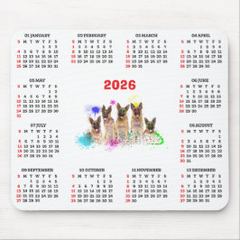 Customisable Cute German Shepherd Dog Calendar  マウスパッド