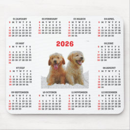 Customisable Cute Golden Retriever Dog Calendar  マウスパッド