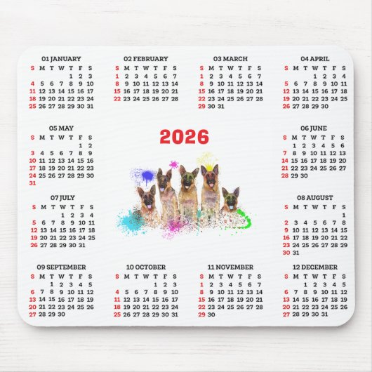 Customisable Cute Labrador Puppies Calendar  マウスパッド (正面)