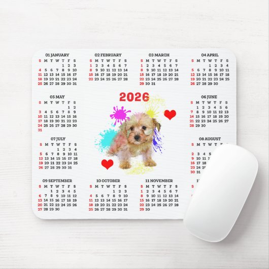 Customisable Cute Morkie Dog Calendar マウスパッド (マウス)