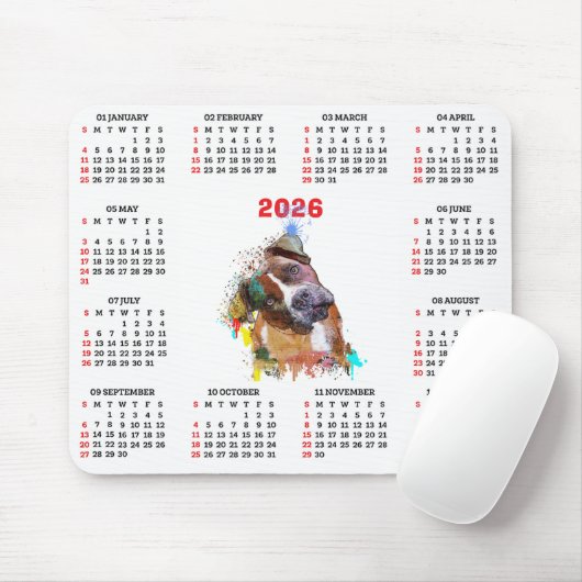 Customisable Cute Pittie Dog Calendar   マウスパッド (マウス)
