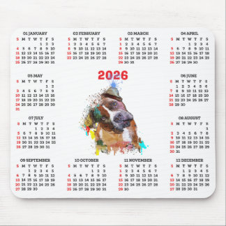 Customisable Cute Pittie Dog Calendar   マウスパッド