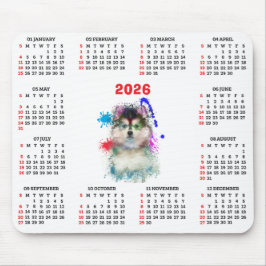 Customisable Cute Pomsky Dog Calendar  マウスパッド