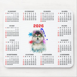 Customisable Cute Pomsky Dog Calendar  マウスパッド