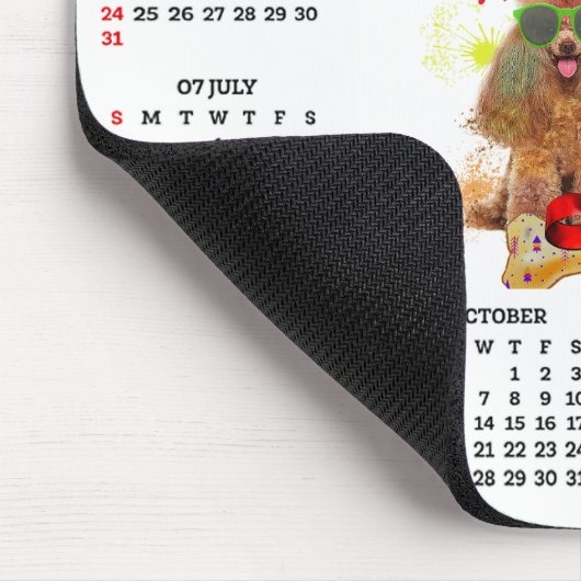 Customisable Cute Poodle Dog Calendar  マウスパッド (コーナー)