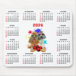 Customisable Cute Poodle Dog Calendar  マウスパッド