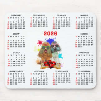 Customisable Cute Poodle Dog Calendar  マウスパッド