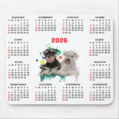 Customisable Cute Schnauzer Dog Calendar マウスパッド (正面)