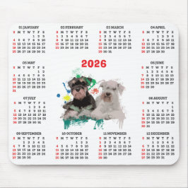 Customisable Cute Schnauzer Dog Calendar マウスパッド