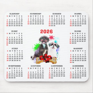 Customisable Cute Shih Tzu Dog Calendar   マウスパッド