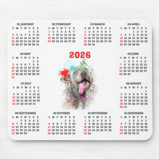 Customisable Cute Weimaraner Dog Calendar  マウスパッド