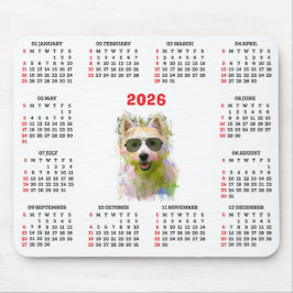 Customisable Cute Westie Dog Calendar  マウスパッド