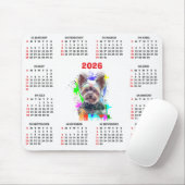 Customisable Cute Yorkie Dog Calendar  マウスパッド (マウス)
