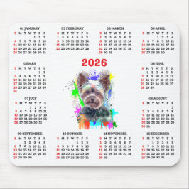 Customisable Cute Yorkie Dog Calendar  マウスパッド