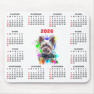 Customisable Cute Yorkie Dog Calendar  マウスパッド