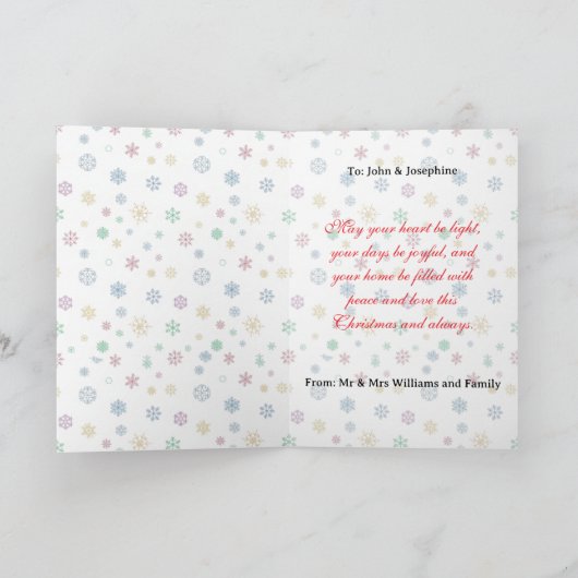 Customisable Digital Photo Centrepiece Folded Xmas カード (内部)