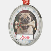 Customisable Dog And Bone Pet Owner's Round Xmas メタルオーナメント (左)