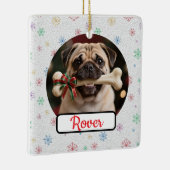 Customisable Dog And Bone Pet Square Christmas セラミックオーナメント (右)