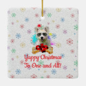 Customisable Dog And Bone Pet Square Christmas セラミックオーナメント (裏面)