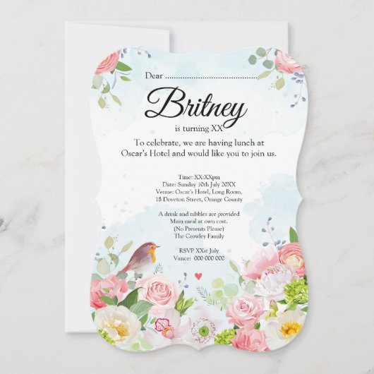 Customisable Female Birthday Invitation – Editable (正面)