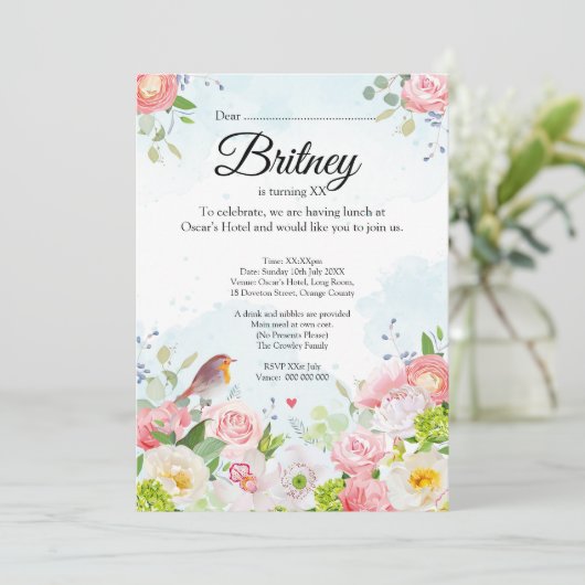 Customisable Female Birthday Invitation – Editable 招待状 (スタンド正面)