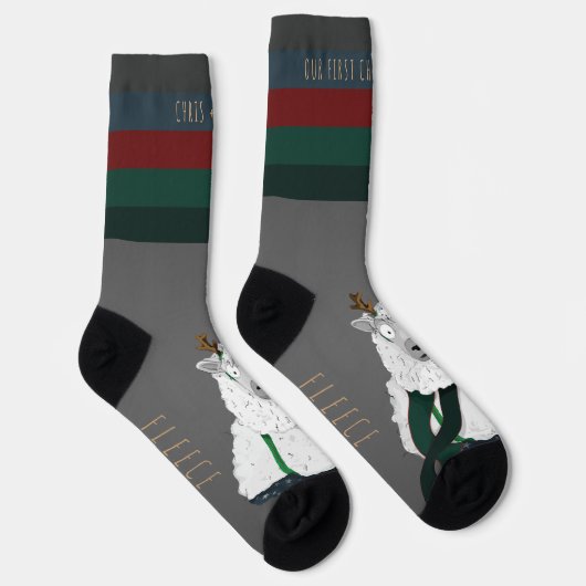 Customisable “Fleece Navidad” Sheep Funny Fun Grey ソックス (右)