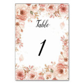 Customisable Floral Wedding Pink Roses Table Numbe テーブルナンバー (裏面)