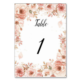Customisable Floral Wedding Pink Roses Table Numbe テーブルナンバー