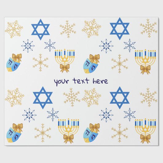 Customisable Hanukkah winter Wrapping Paper ラッピングペーパー (フラット)