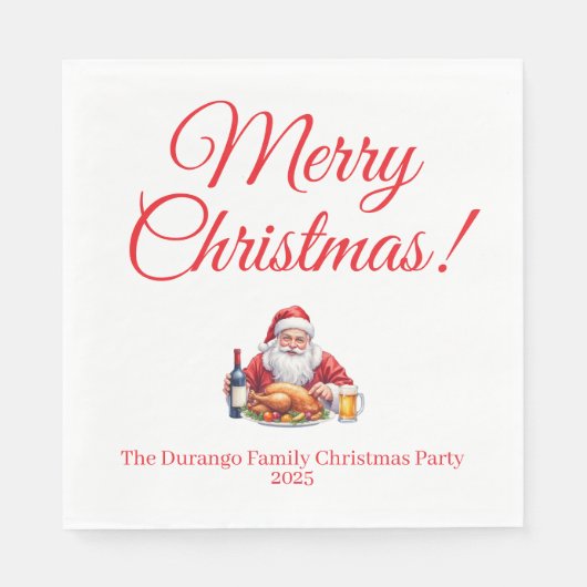 Customisable Jolly Santa Claus Christmas Luncheon スタンダードランチョンナプキン (正面)
