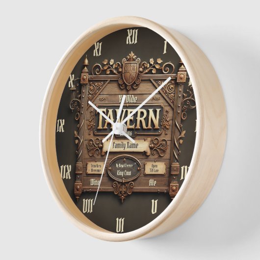 Customisable Medieval Tavern Wall Clock 壁時計 (傾斜)