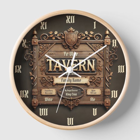 Customisable Medieval Tavern Wall Clock 壁時計 (正面)
