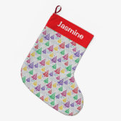 Customisable Minimal Colourful Xmas Tree ラージクリスマスストッキング (正面 (吊り時))