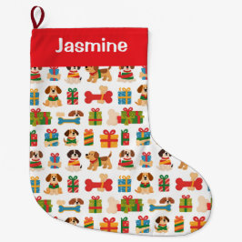 Customisable Minimal Colourful Xmas Tree Pet ラージクリスマスストッキング