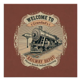 Customisable Railway Depot Sign Glossy Poster ポスター
