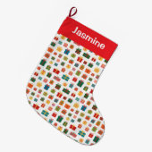 Customisable Simple Colourful Christmas Gift ラージクリスマスストッキング (正面 (吊り時))