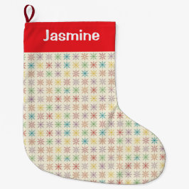 Customisable Simple Colourful Christmas Snowflake ラージクリスマスストッキング