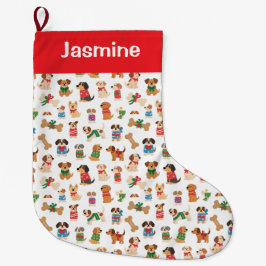 Customisable Simple Colourful Xmas Tree Pet ラージクリスマスストッキング