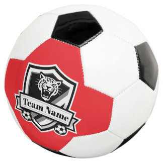 Customisable Soccer Team Jaguar Red Trim Logo サッカーボール