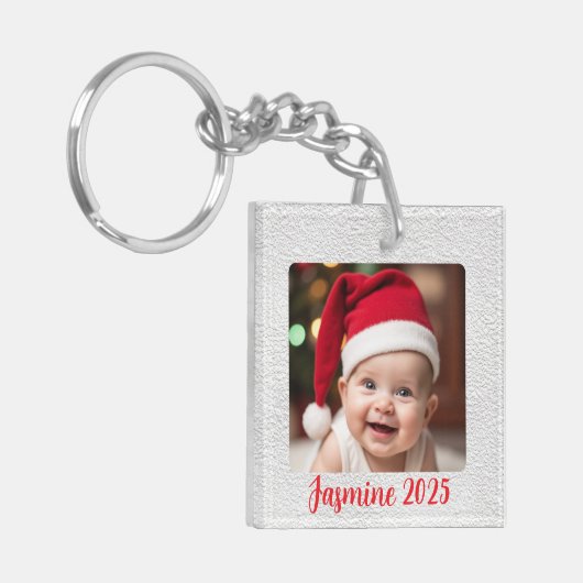 Customisable Square Acrylic Baby First Christmas キーホルダー (正面左)