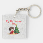 Customisable Square Acrylic Baby First Christmas キーホルダー (裏面)