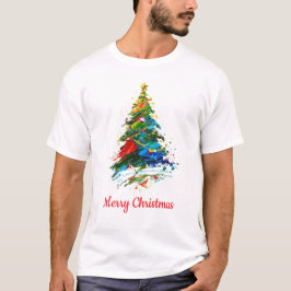 Customisable Text Christmas Tree Oil Painting Tシャツ